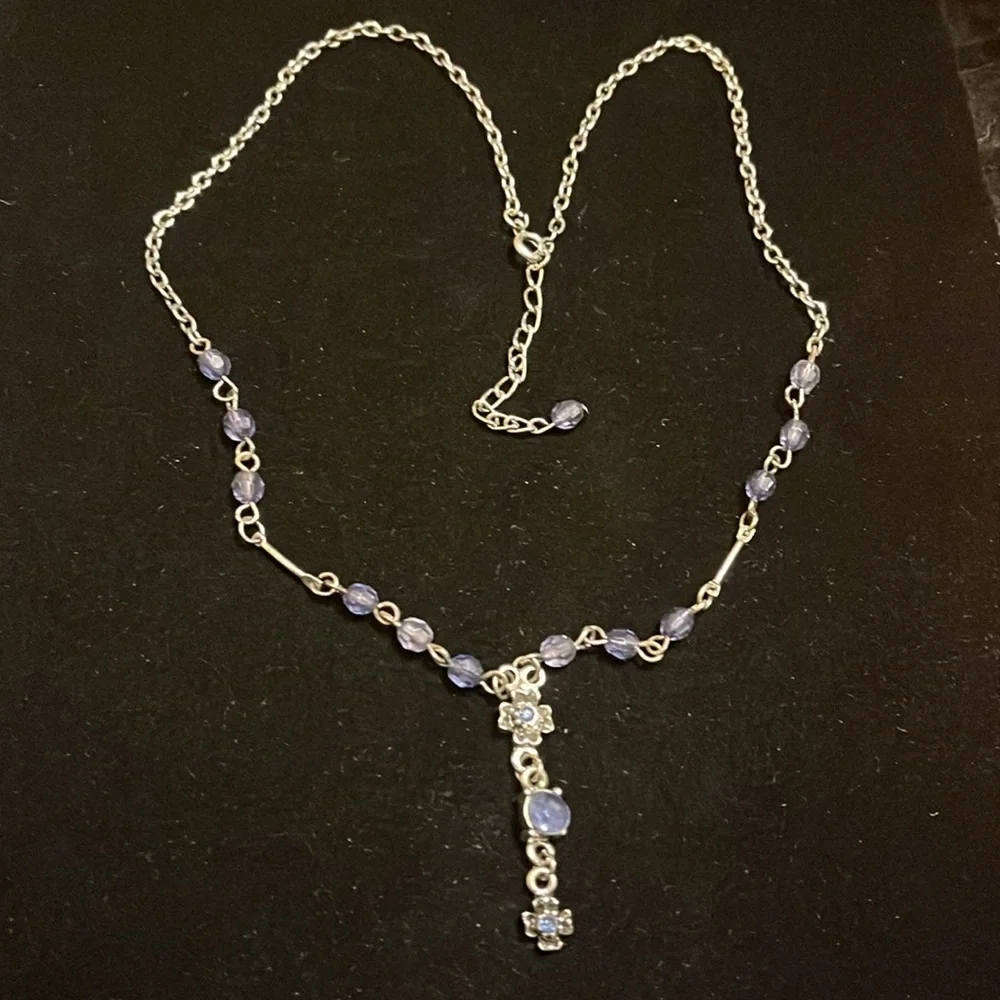 Blue and Silver Beaded Necklace